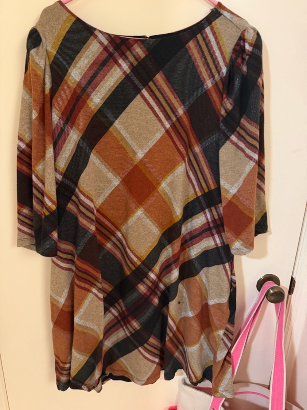Jessica Howard Multicolor Plaid Tunic with Warm Tones
